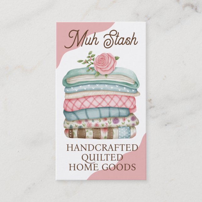 Fabric stack sewing seamstress quilter quilting business card (Front)