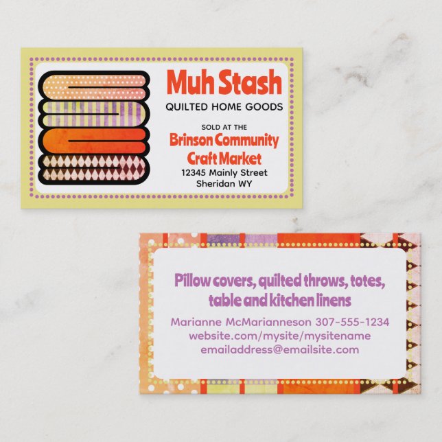 Fabric stack sewing seamstress quilter quilting business card (Front/Back)