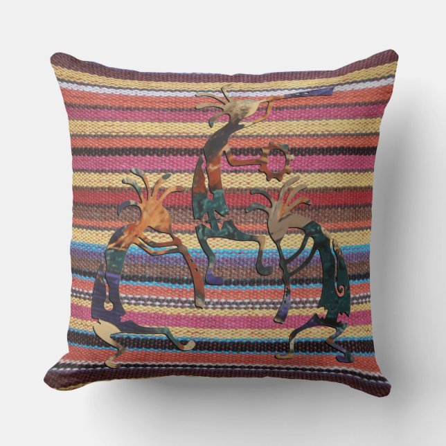 Fabric Stripes Pattern coloured I + KOKOPELLI Cushion (Front)