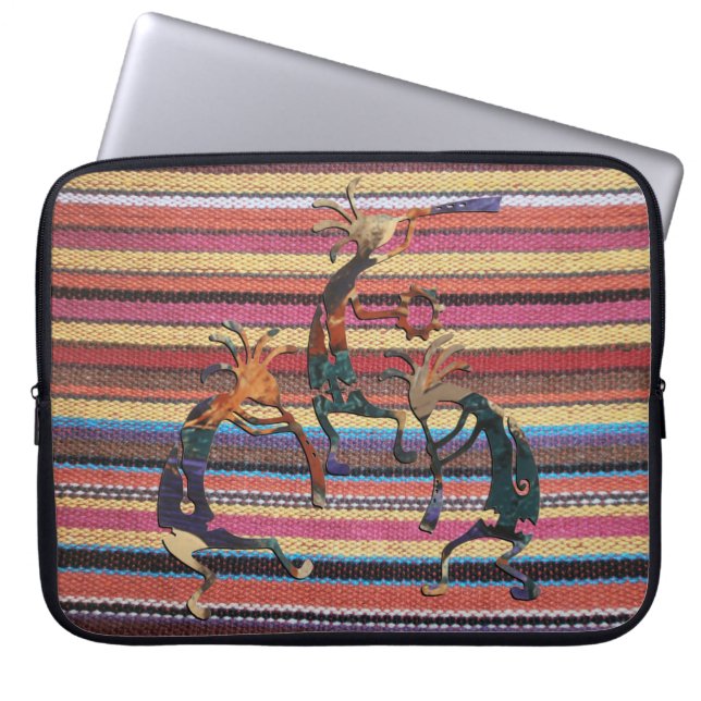 Fabric Stripes Pattern coloured I + KOKOPELLI Laptop Sleeve (Front)