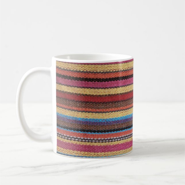 Fabric Stripes Pattern coloured I + your ideas Coffee Mug (Left)