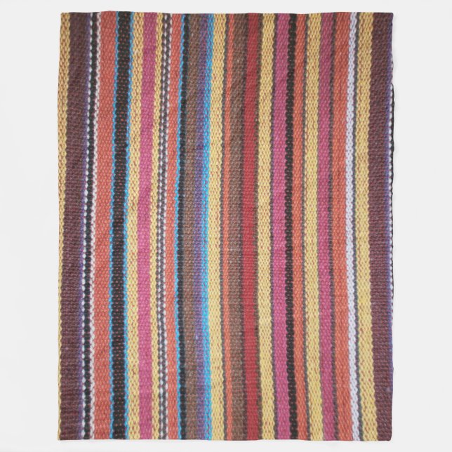 Fabric Stripes Pattern coloured I + your ideas Fleece Blanket (Front)