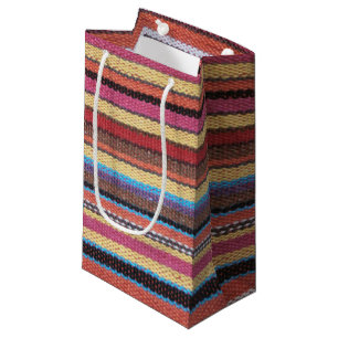 Fabric Stripes Pattern coloured I + your ideas Small Gift Bag