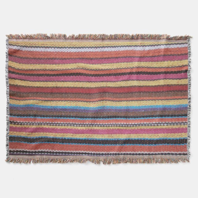 Fabric Stripes Pattern coloured I + your ideas Throw Blanket (Front)