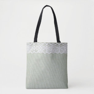 Fabric textile texture and lace tote bag