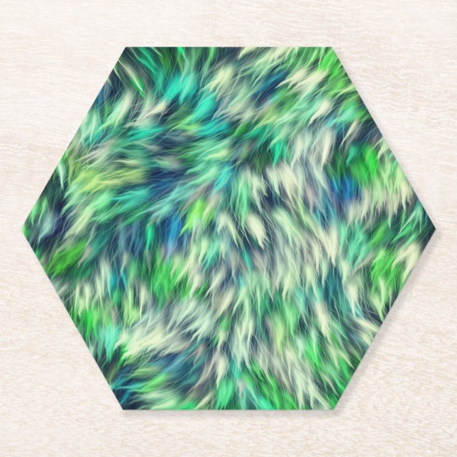 Fabric Texture Green Fur Design-68745 Paper Coaster (Front)