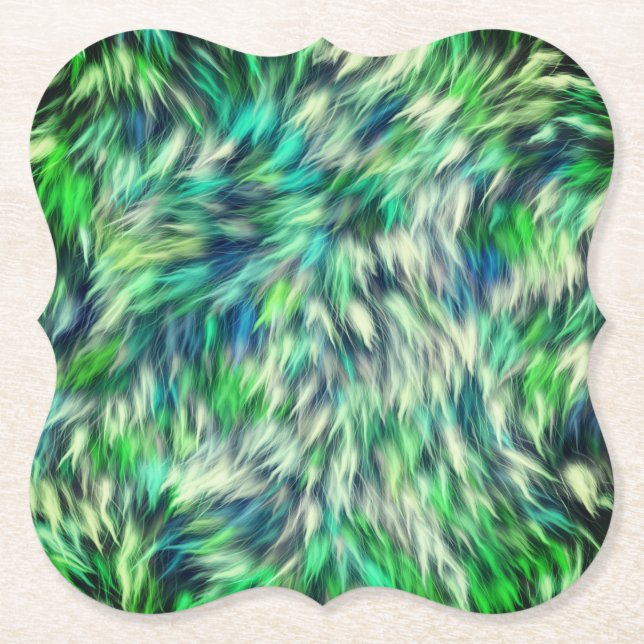 Fabric Texture Green Fur Design-68745 Paper Coaster (Front)