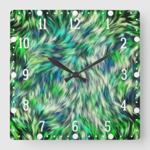 Fabric Texture Green Fur Design-68745 Square Wall Clock