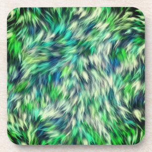 Fabric Texture Green Fur Design  Coaster