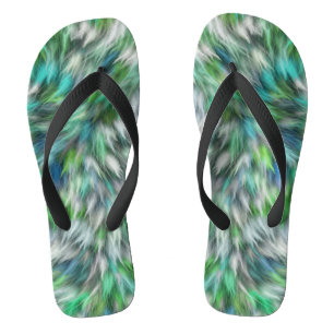 Fabric Texture Green Fur Design  Flip Flops