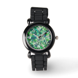 Fabric Texture Green Fur Design Watch
