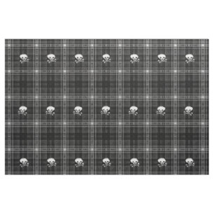 fabric Trendy skull black white plaid cool