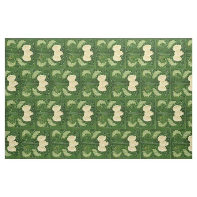 Fabric - Vintage White Tulips Half Brick Rotated (Fat Quarter)