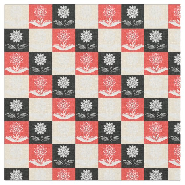 Fabric with a pattern with contrasting squares (Close Up)