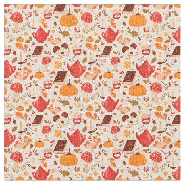 Fabric with autumn essentials pattern (Close Up)