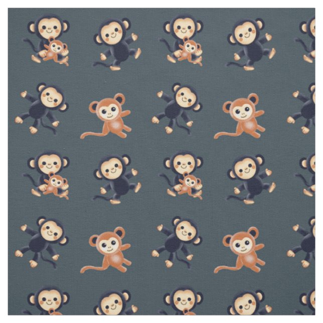 Fabric with cute monkeys (Swatch)
