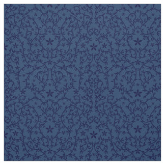 Fabric with Dark Blue Botanical Ornament
