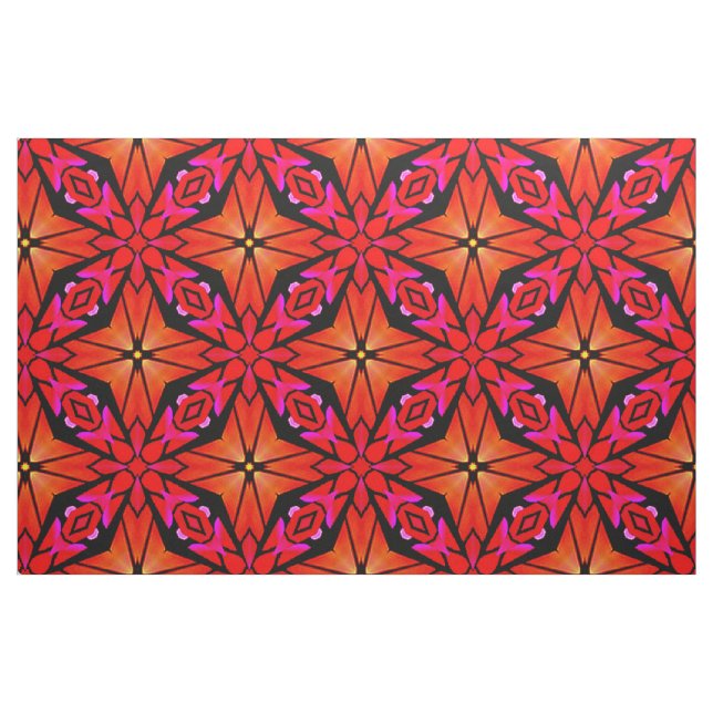 Fabric with red Starburst design (Yard)
