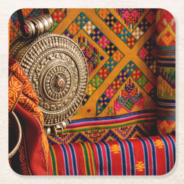Fabrics, Bhutan Square Paper Coaster (Front)