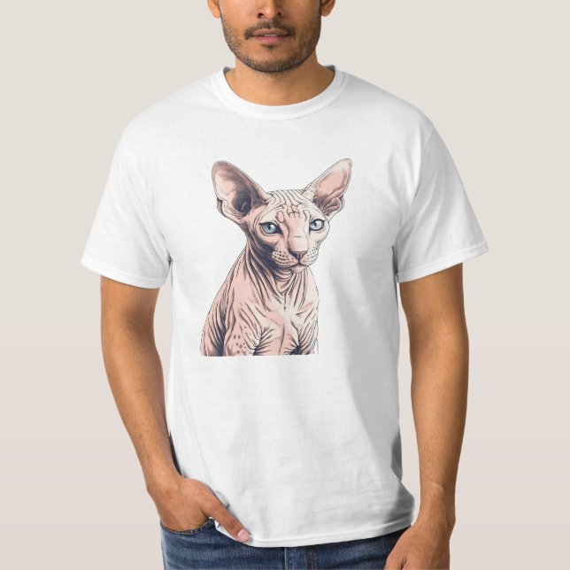 Fabrics Realistic Sphynx Cat Photo Print Clothing  T-Shirt (Front)