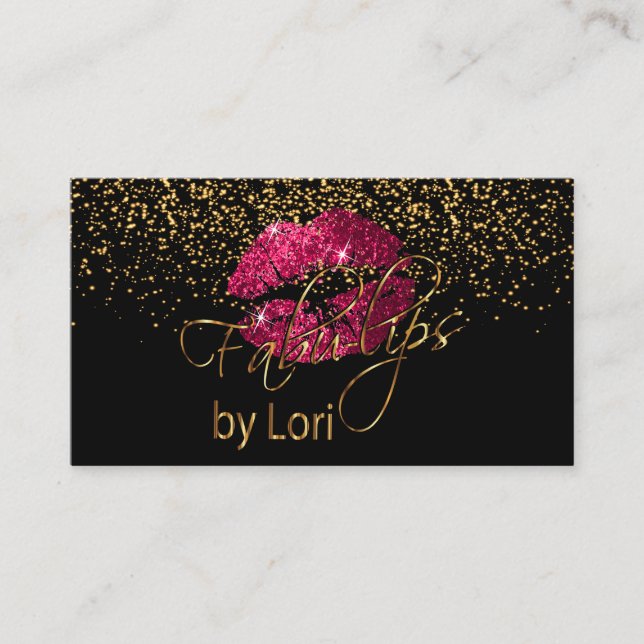 Fabu-Lips with Gold Confetti Business Card (Front)