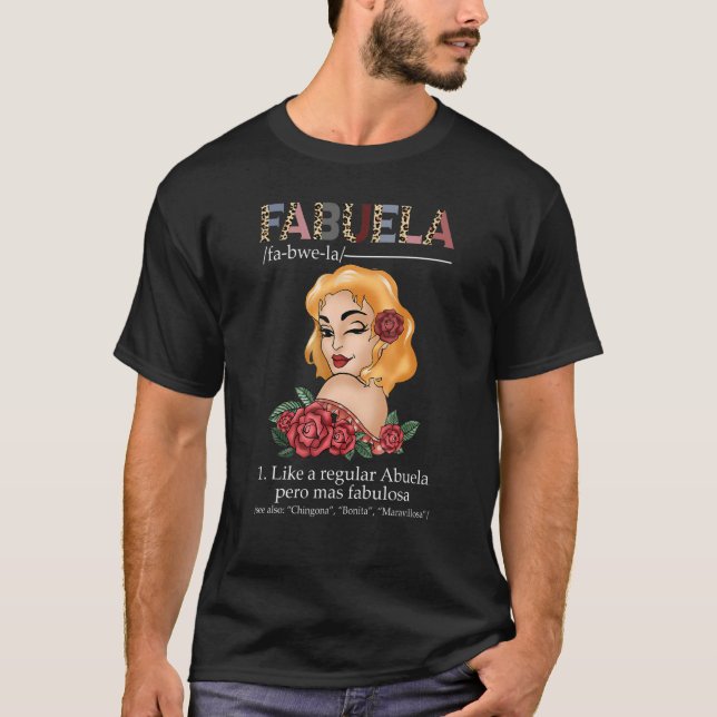 Fabuela  Spanish Fabuela Definition Leopard red ro T-Shirt (Front)