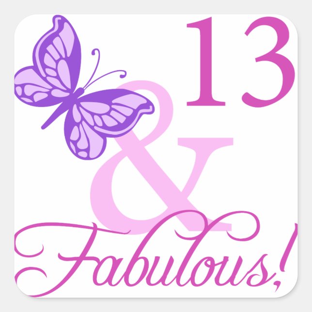 Fabulous 13th Birthday Square Sticker (Front)