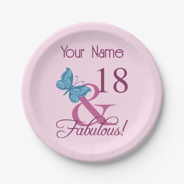 Fabulous 18th Birthday Paper Plate (Front)