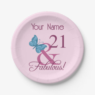 Fabulous 21st Birthday Paper Plate