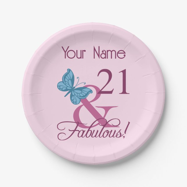 Fabulous 21st Birthday Paper Plate (Front)