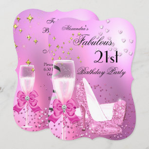 Fabulous 21st Shimmer Light Pink Heels Birthday 2 Invitation