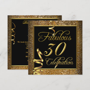 Fabulous 30 Celebration Gold Black Birthday Party Invitation