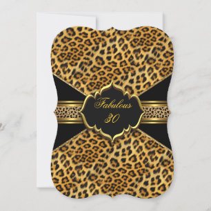 Fabulous 30 Gold Black Leopard 30th Birthday 2 Invitation