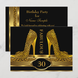 Fabulous 30 Leopard Gold Cheetah High Heels Party Invitation