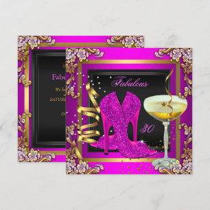 Fabulous 30 Pink Gold Birthday Party Invitation