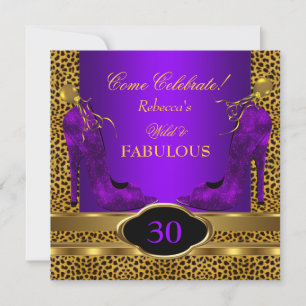 Fabulous 30 Wild Leopard Purple Cheetah Heels Invitation