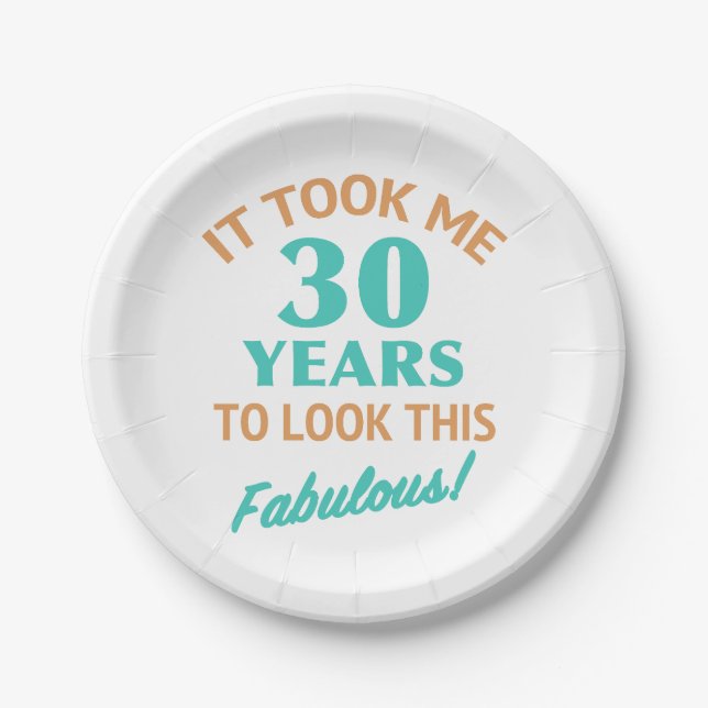 Fabulous 30th Birthday Paper Plate (Front)