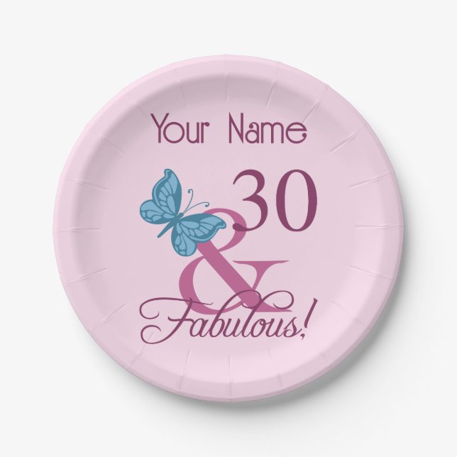 Fabulous 30th Birthday Paper Plate (Front)