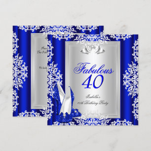 Fabulous 40 40th Birthday Party Royal Blue Shoes Invitation