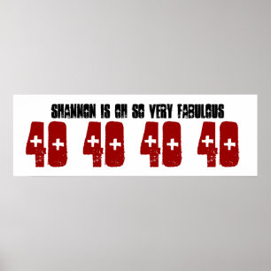 Fabulous 40 Birthday Party Banner Custom Name Poster
