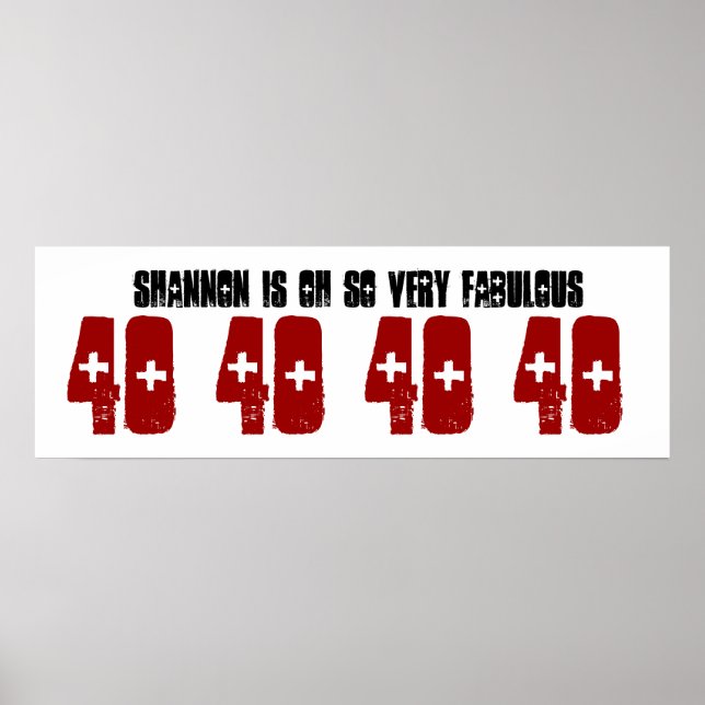 Fabulous 40 Birthday Party Banner Custom Name Poster (Front)
