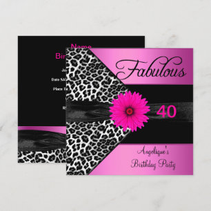 Fabulous 40 Birthday Party Hot Pink Leopard Invitation