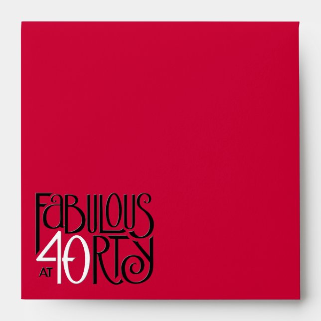 Fabulous 40 black white red Invitation Envelope (Front)
