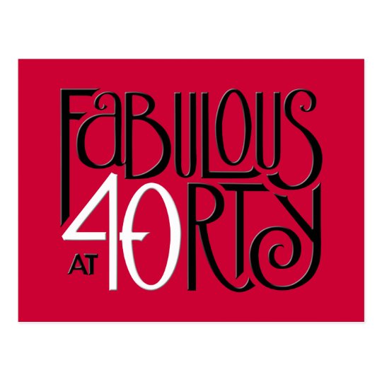 Fabulous 40 black white red Postcard