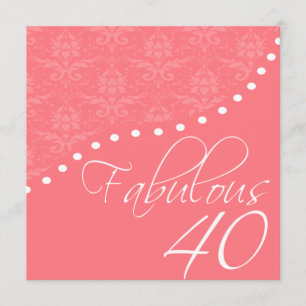 Fabulous 40 Personalised Pink Birthday Party Invitation