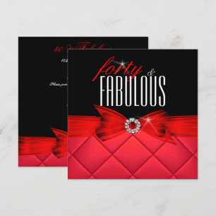 Fabulous 40 Red Black Elegant Birthday Party Invitation