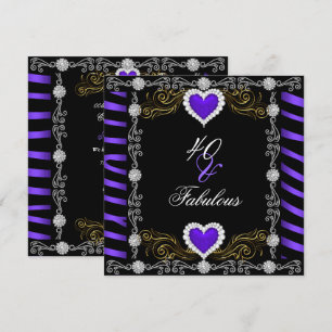 Fabulous 40 Zebra Purple Black Silver 40th Party Invitation