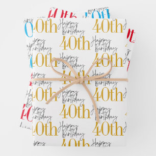 Fabulous 40th Birthday 3 Colours Gift Wrapping Paper Sheet