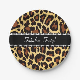 Fabulous 40th Birthday Leopard and Lace A07 Paper Plate