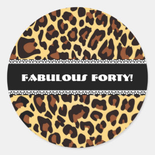 Fabulous 40th Birthday Leopard and Lace A11 Classic Round Sticker